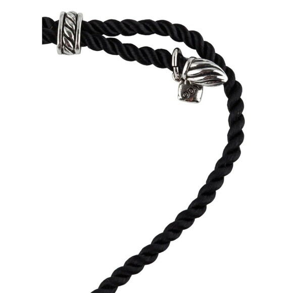 David Yurman Black Silk And Sterling Silver Twist Bracelet - Picture 3 of 3